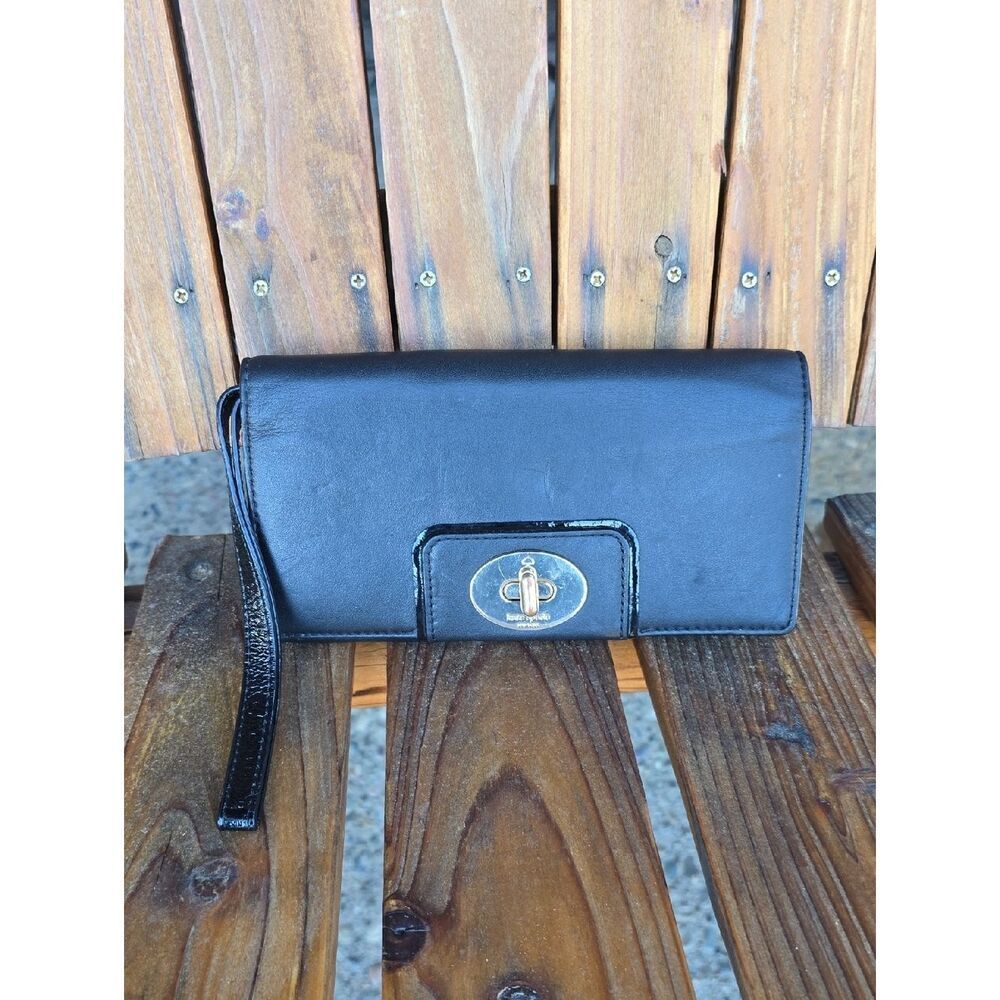 kate spade Black Leather Wristlet Clutch with Gold Turn-Lock Accent - Picture 3 of 14